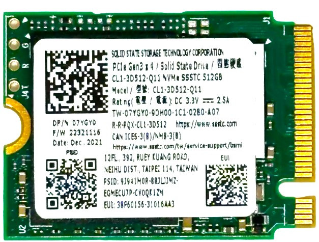 CL1-3D512-Q11 - 512GB PCIe NVMe M.2 2230 Gen3x4 Solid State SSD