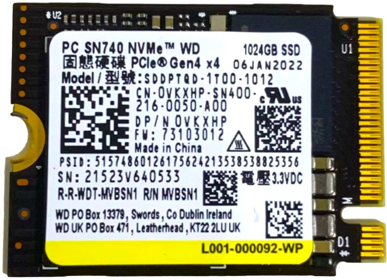 1TB SSD Upgrade PCIe NVMe 2230 for Microsoft Surface Pro X 7+ 8