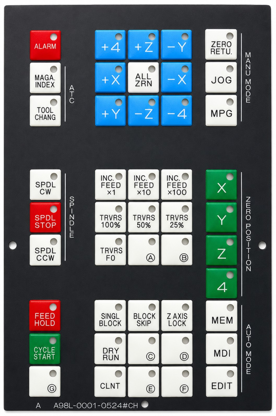 A98L-0001-0524#CH - Fanuc Membrane Operator Panel Keysheet for CNC
