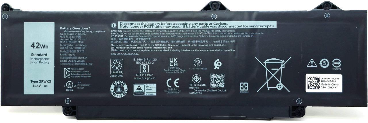 NKXK7 - 11.4V 42Wh 3500mAh Battery for Latitude 3340 3440 3540
