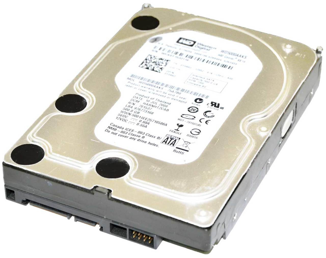 Western Digital WD5000AAKS-08V0A0 - 500GB 7.2K RPM SATA 3.5