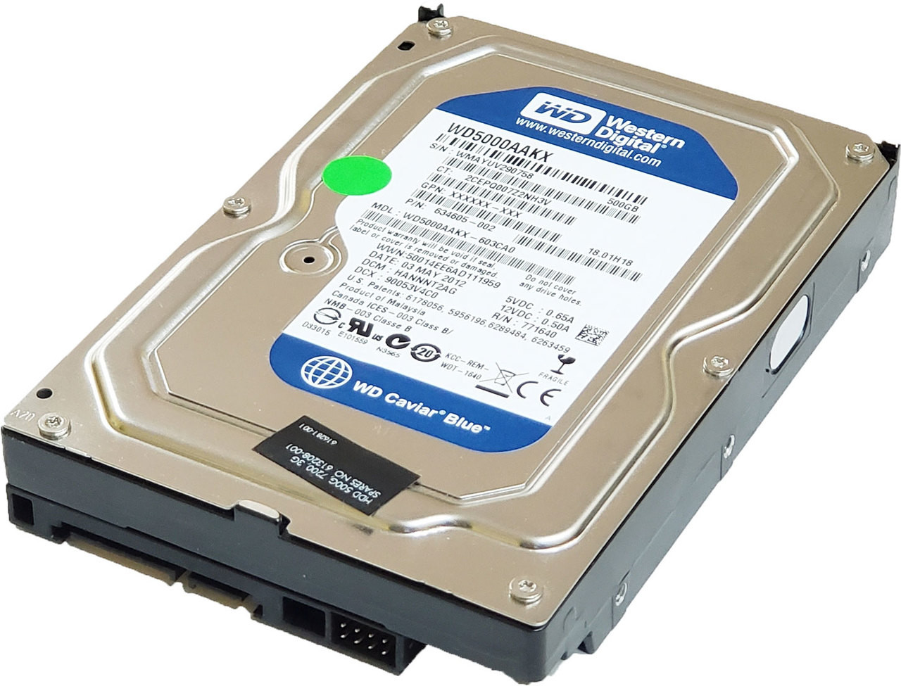 Western Digital WD5000AAKX-75U6AA0 - 500GB 7.2K RPM SATA 3.5