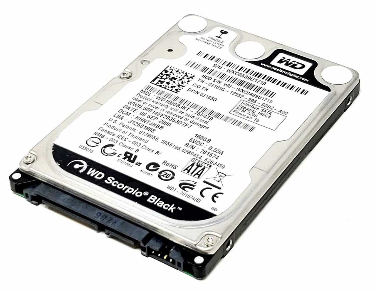 Western Digital WD1600BJKT-75F4T0 - 160GB 7.2K RPM SATA 9.5