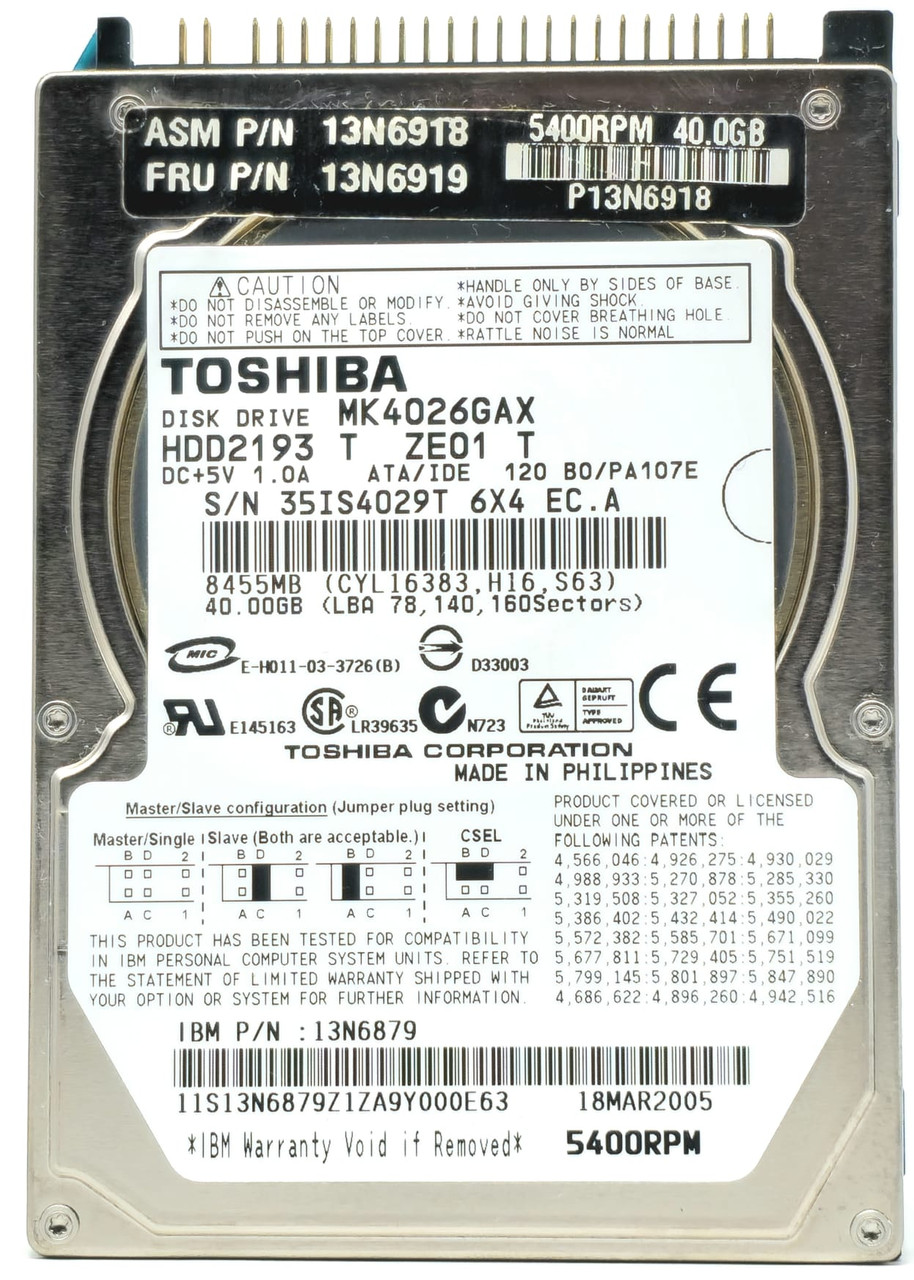 Toshiba MK4026GAX - 40GB 5.4K RPM IDE PATA ATA 2.5