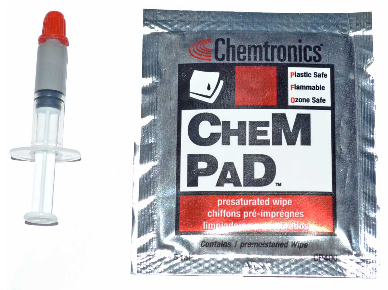 Thermal Grease / Compound Paste + Chemtronics Chempad Alcohol Pad Wipe