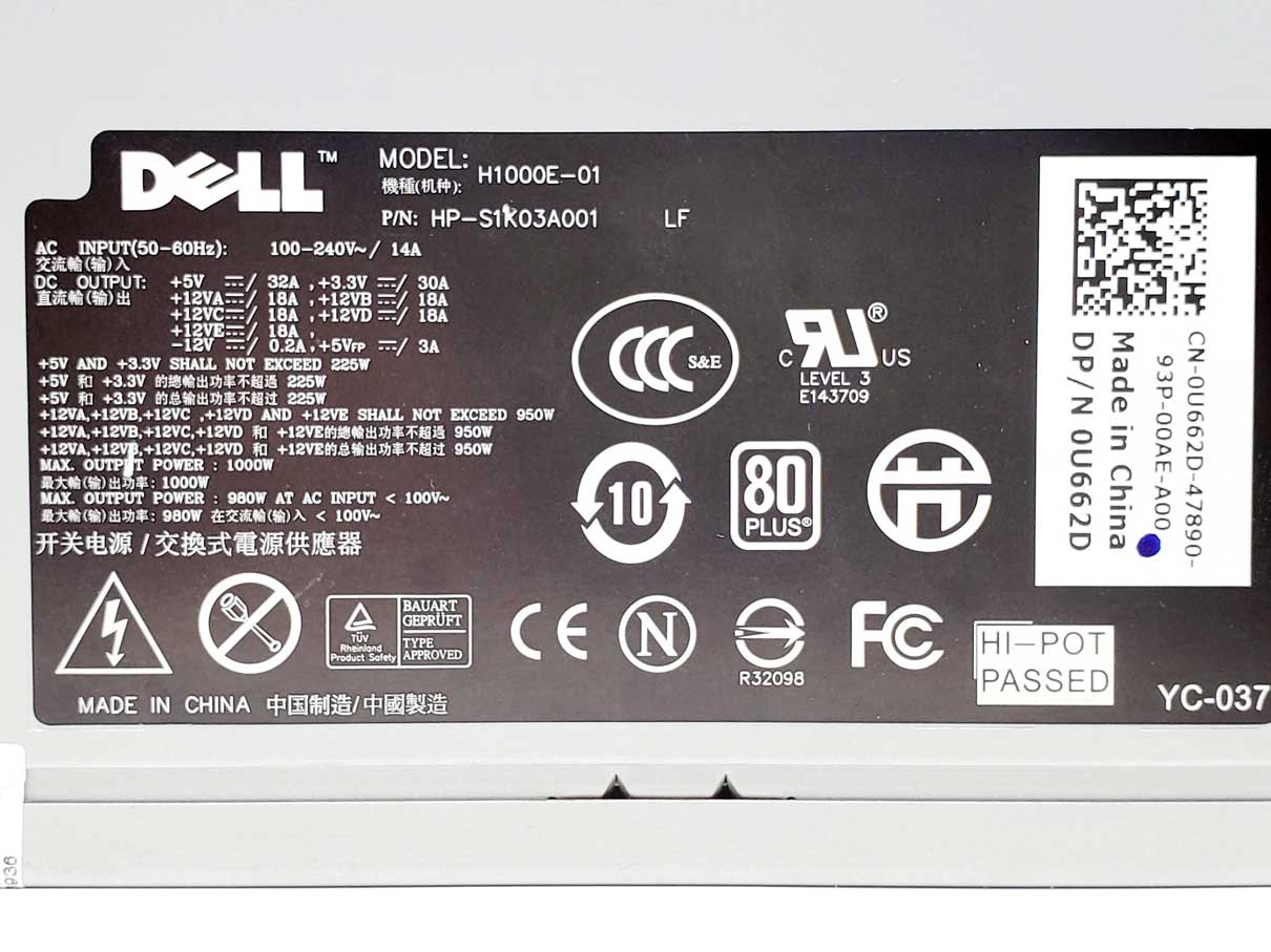 H1000E-00 - 1000W Power Supply for XPS 730 730X Alienware Area-51 ALX ...
