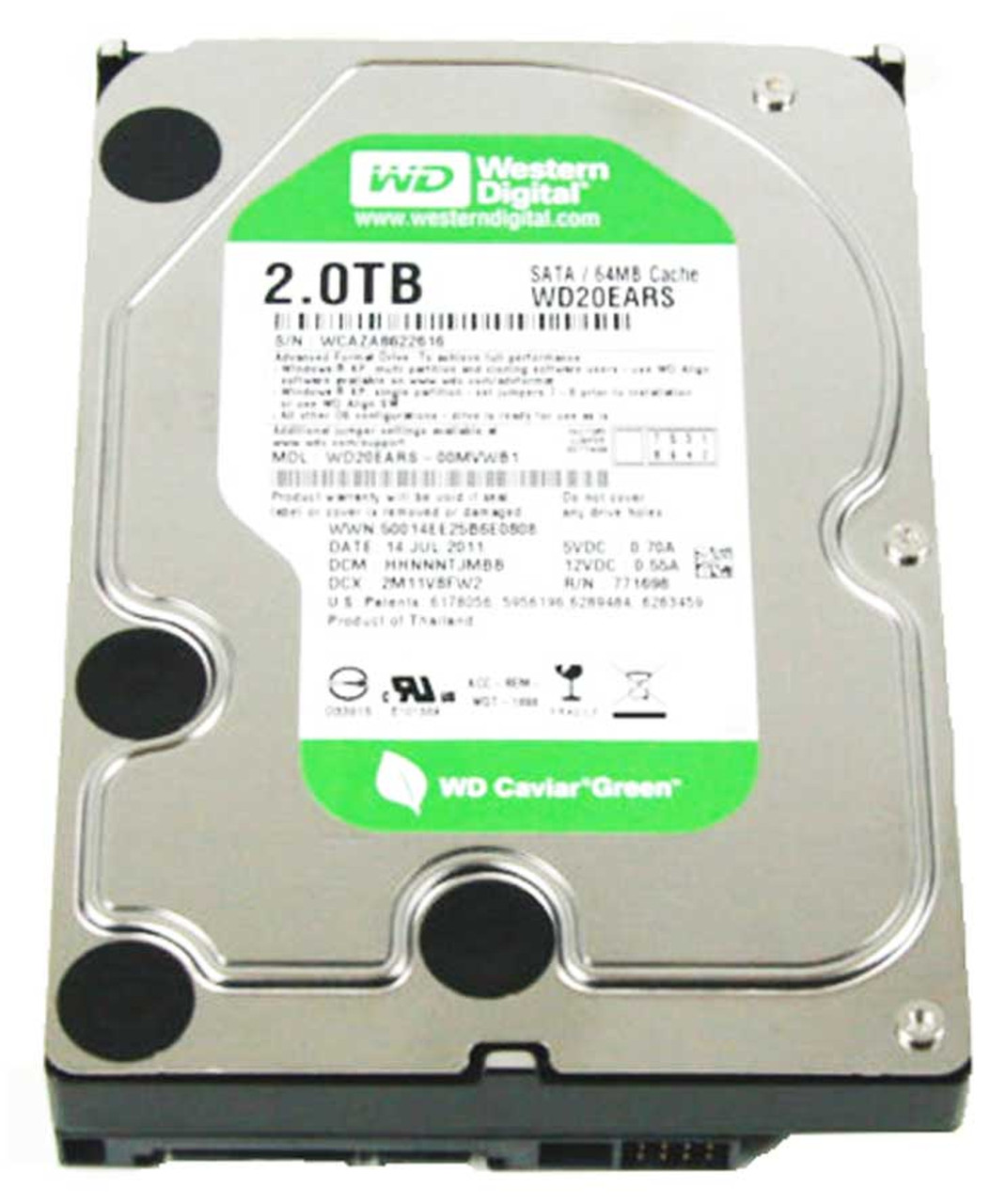 Western Digital WD20EARS-42S0XB0 - 2TB 5.4K RPM 64MB Cache SATA 3.5