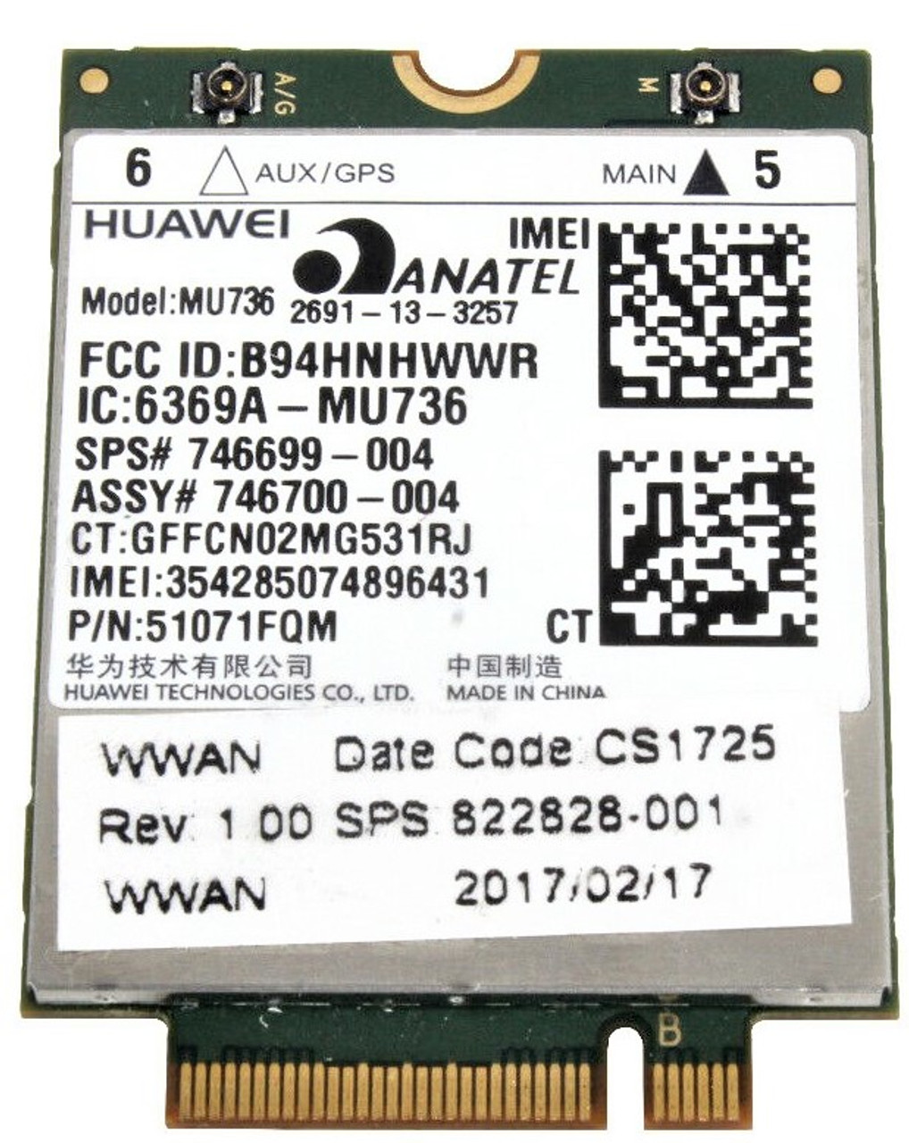 Windowsタブレット本体 HP hs3210 SHPA+ Mobile Broaddand Module HP hs3210 FIBOCOM H380-GL HSPA+ Mobile Module M.2 WWAN Card