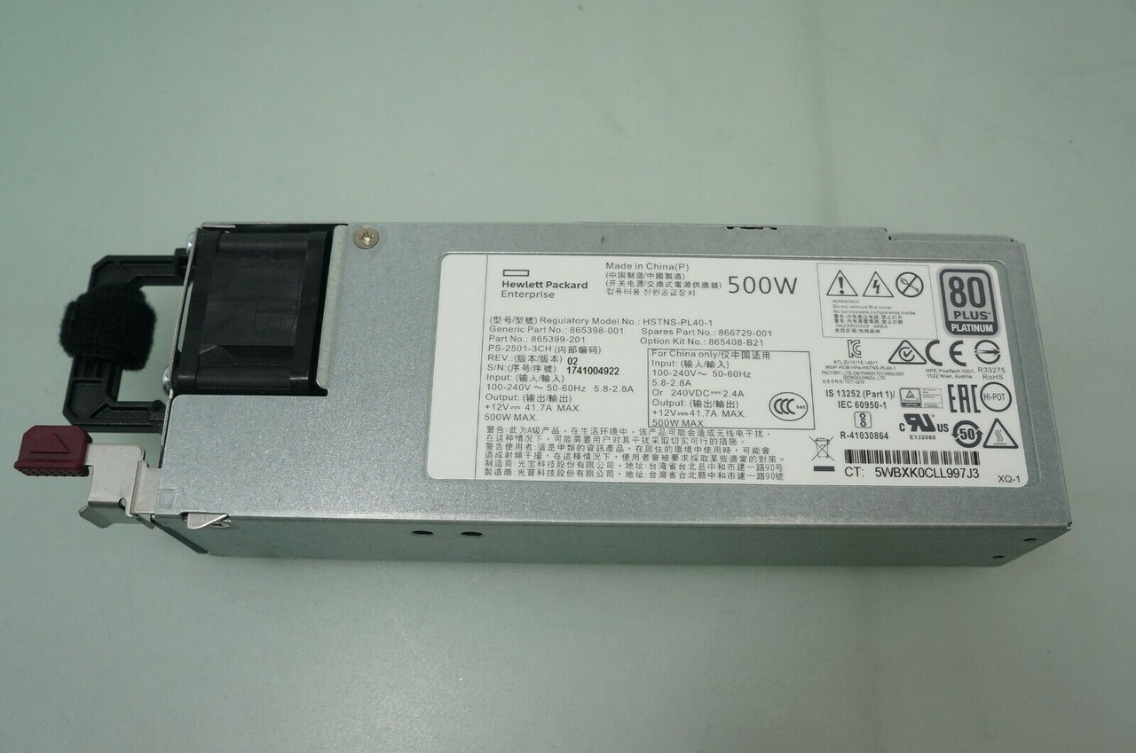 HP 865399-201 - 500W Flex Slot Platinum Hot-Plug Power Supply for
