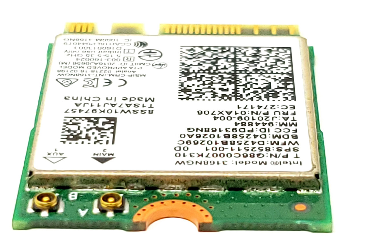 01AX706 - Intel 3168NGW Dual Band Wireless-AC 3168 802.11 ac 1x1 WiFi + Bluetooth 4.2