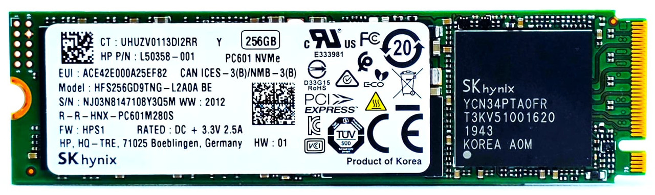 HP L62765-001 - 256GB NVMe PCIe Gen3 x4 M.2 2280 SSD for Latitude