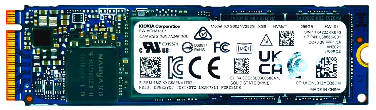 Xioxia KBG40ZNV256G - 256GB NVMe PCIe Gen3 x4 M.2 2280 SSD for