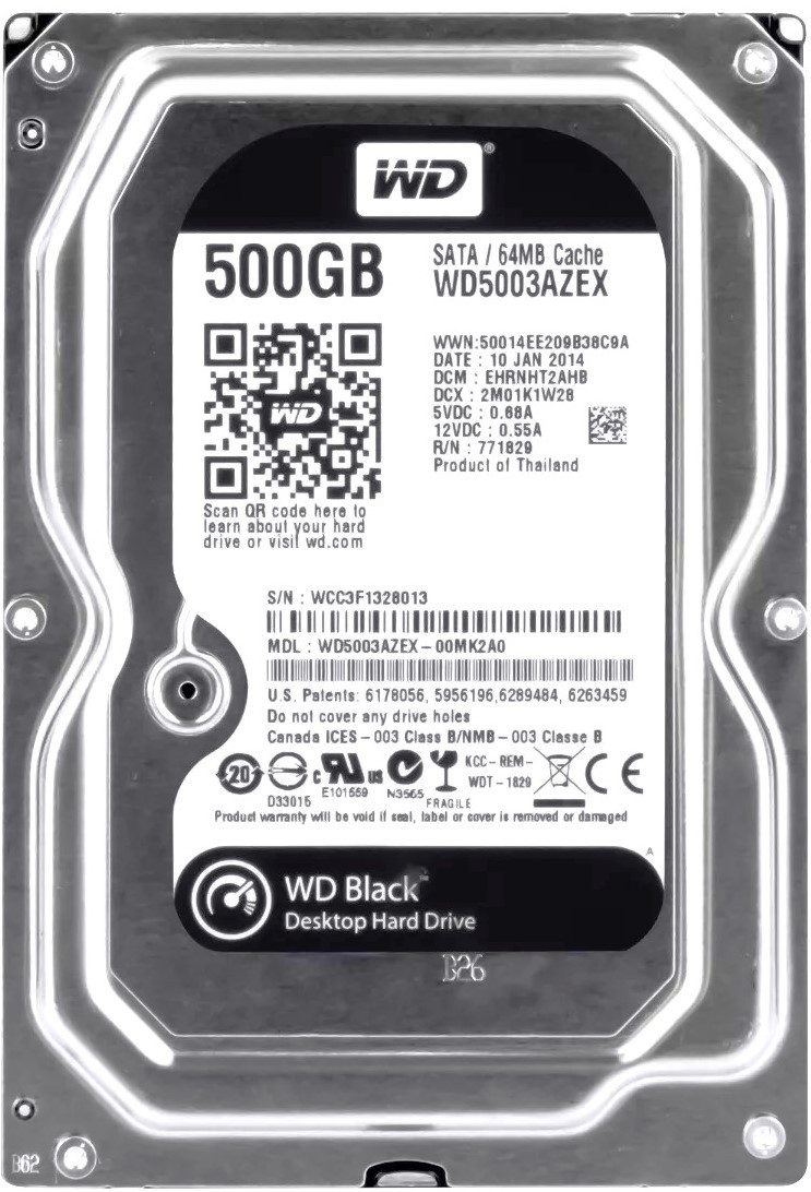 Western Digital WD5003AZEX-00K3CA0 - 500GB 7.2K RPM SATA 3.5