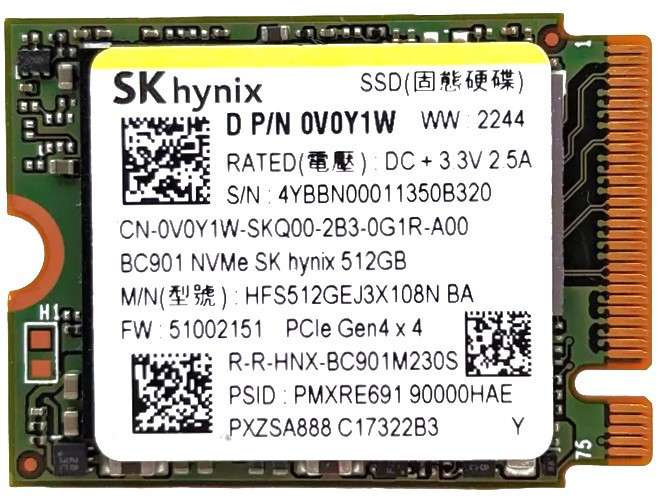 HFS512GEJ3X108N - 512GB PCIe NVMe M.2 2230 Gen4x4 Solid State SSD