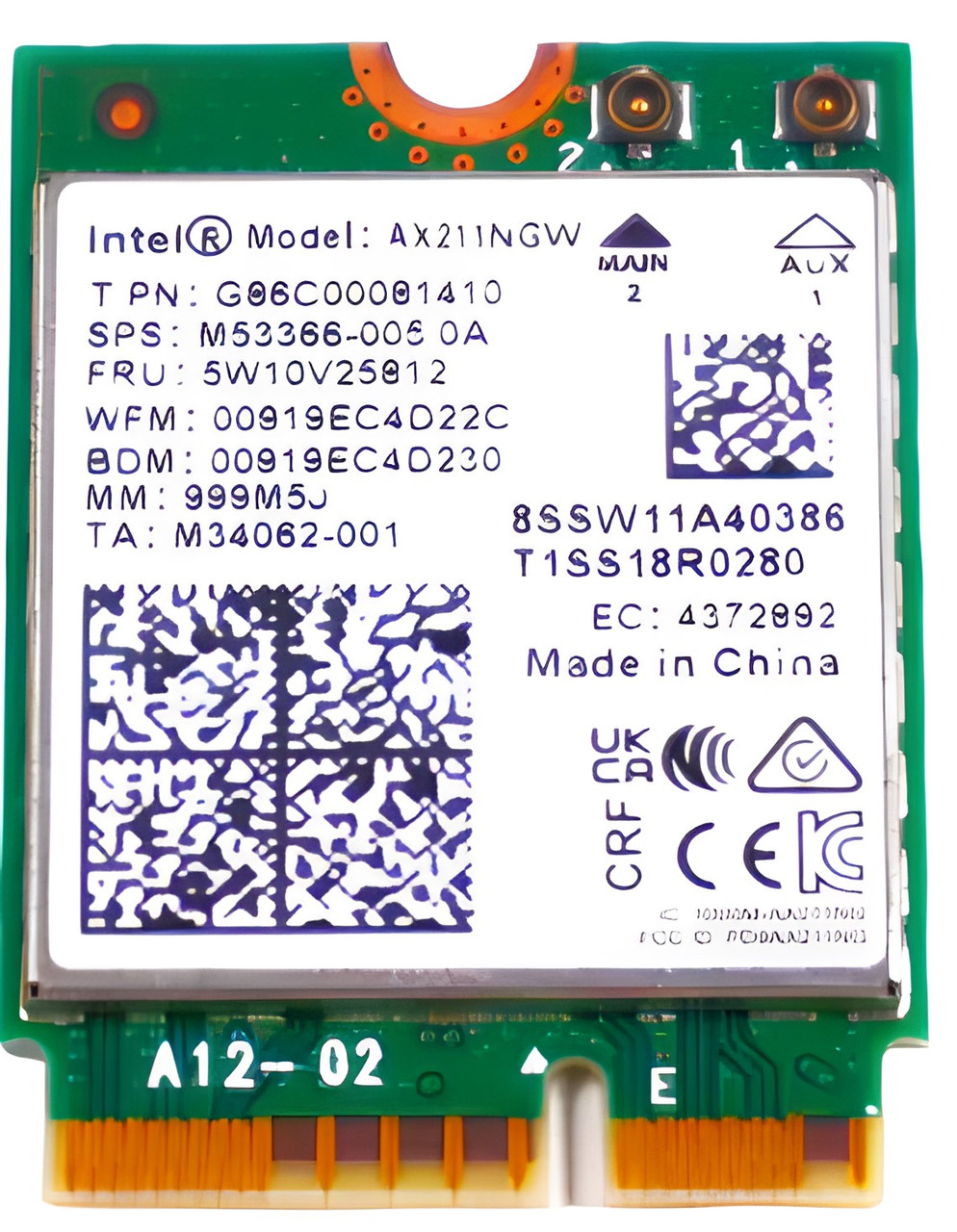 M53366-005 - Intel AX211NGW Wi-Fi 6E Bluetooth 5.3 Wireless Card