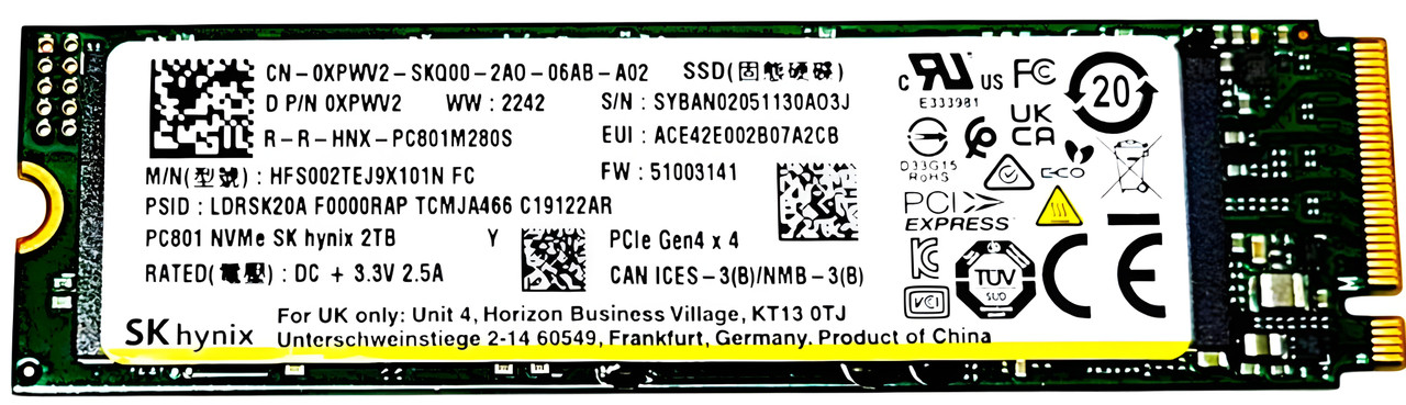 HFS002TEJ9X101N - 2TB NVMe PCIe Gen4 x4 G4 M.2 2280 Solid
