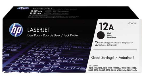 HP Q2612D - Black 2000 Yield # 12A Toner Cartridge Dual Pack HP Q2612D - Black 2000 Yield # 12A Toner Cartridge Dual Pack