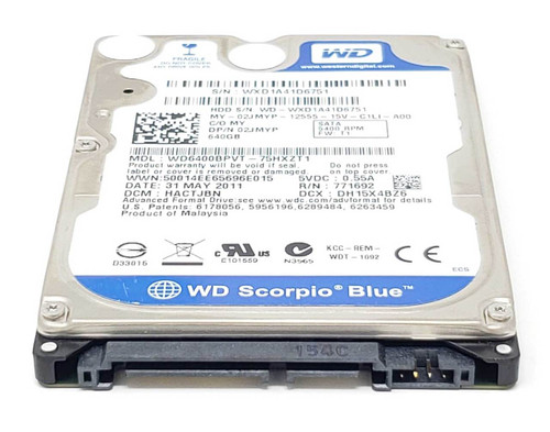 Western Digital WD6400BPVT-55HXZT2 - 640GB 5.4K RPM SATA 2.5