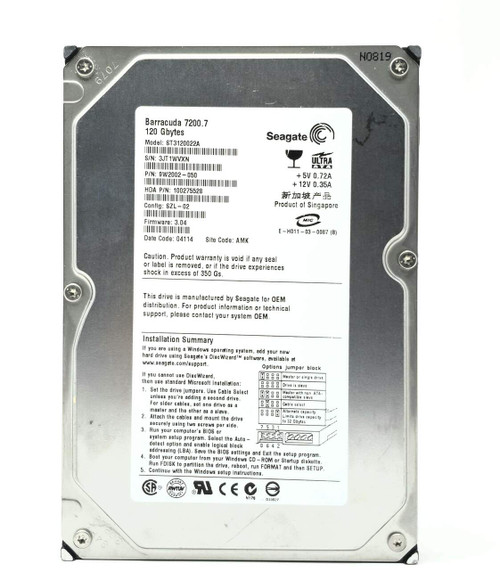 Hewlett-Packard (HP) P9938-69003 - 120GB 7.2K RPM IDE 3.5" Hard Disk Drive HDD Hewlett-Packard (HP) P9938-69003 - 120GB 7.2K RPM IDE 3.5" Hard Disk Drive HDD