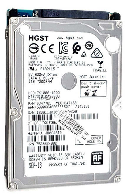 Hitachi 0J47783 - 1TB 7.2K RPM SATA 9.5mm 2.5