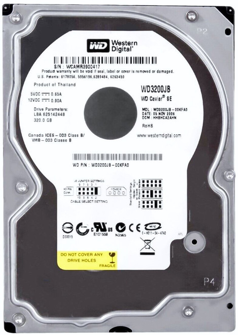 Western Digital WD3200JB-00KFA0 - 320GB 7.2K RPM IDE PATA EIDE 3.5" LFF Desktop Hard Drive