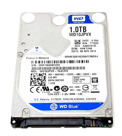 Western Digital WD10JPVT-75A1YT0 - 1TB 5.4K RPM SATA 9.5mm 2.5