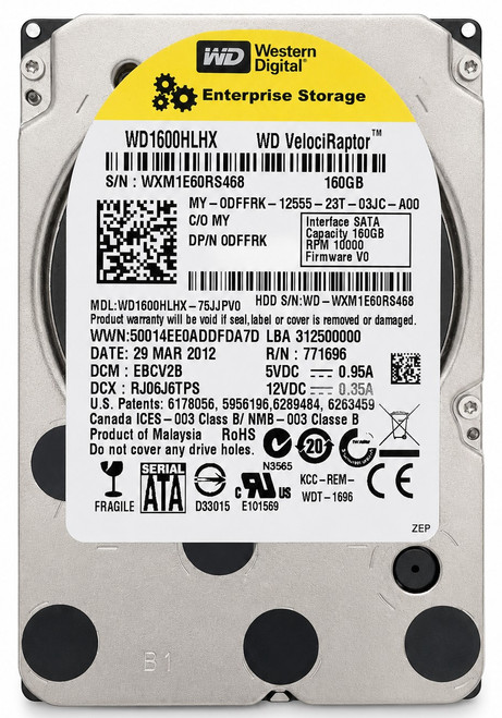 WD1600HLHX-75JJPV0 - 160GB 10K RPM SATA 3.5" Hard Drive for OptiPlex 780 / 980 and Precision T3500 / T5500 / T7500