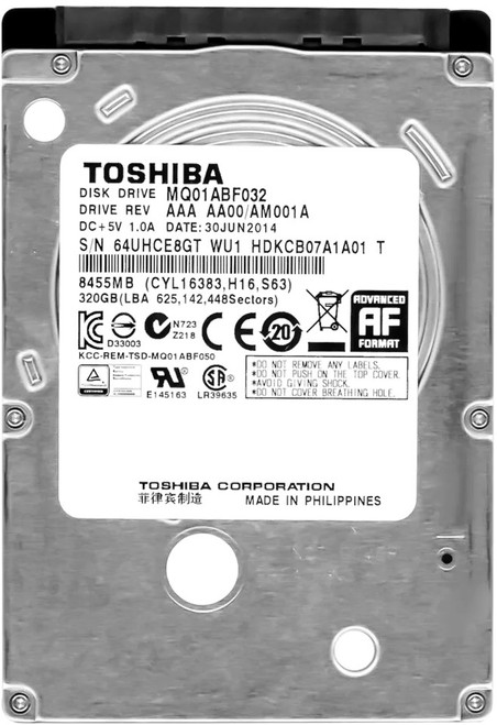 Toshiba MQ01ABF032 - 320GB 5.4K RPM SATA 7mm 2.5" Hard Drive Toshiba MQ01ABF032 - 320GB 5.4K RPM SATA 7mm 2.5" Hard Drive