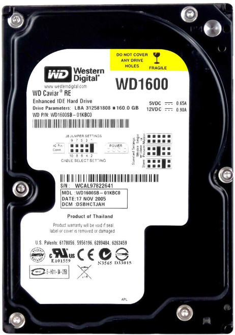 Western Digital WD1600SB - 160GB 7.2K RPM IDE PATA 3.5" LFF Desktop Hard Drive Western Digital WD1600SB - 160GB 7.2K RPM IDE PATA 3.5" LFF Desktop Hard Drive