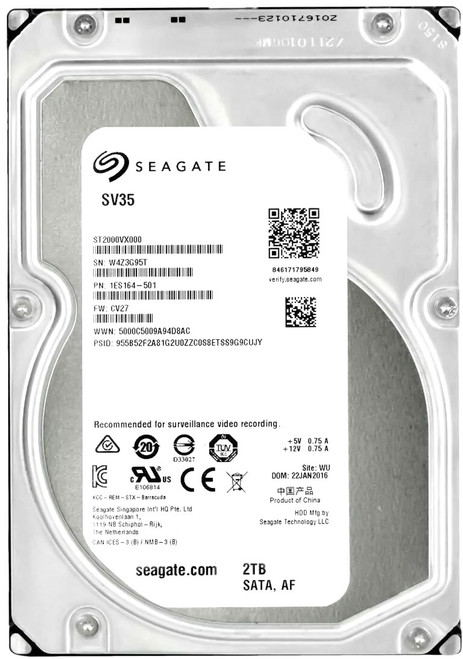 Seagate ST2000VX000 - 2TB 7.2K RPM 64MB Cache SATA SV35 3.5" Hard Disk Drive (HDD)