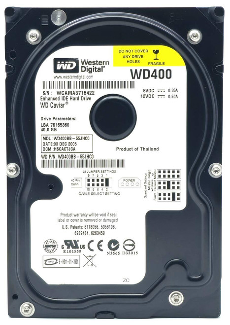Western Digital WD400BB-75JHC0 - 40GB 7.2K RPM IDE 3.5" Hard Disk Drive (HDD)