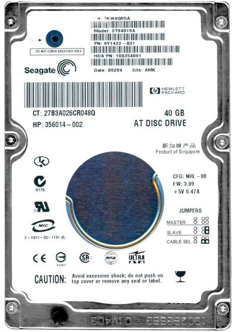 Seagate ST94019A - 40GB 4.2K RPM IDE PATA ATA 2.5" Laptop Hard Drive