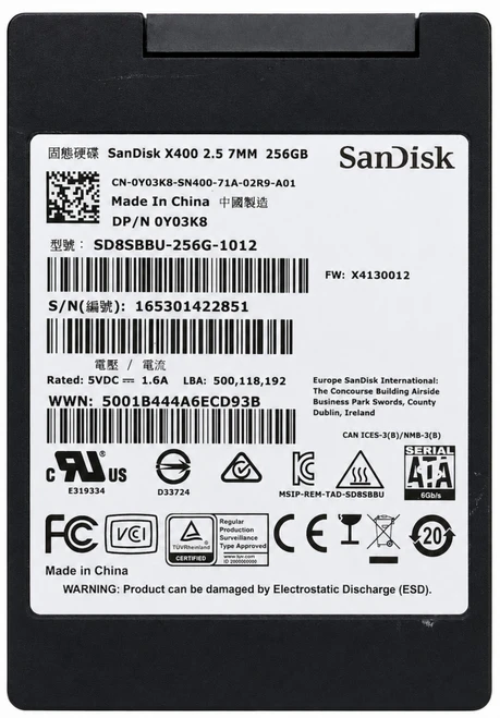 T5YVC - 256GB SATA 7mm 2.5" Solid State Drive SSD for Laptop Desktop Workstation