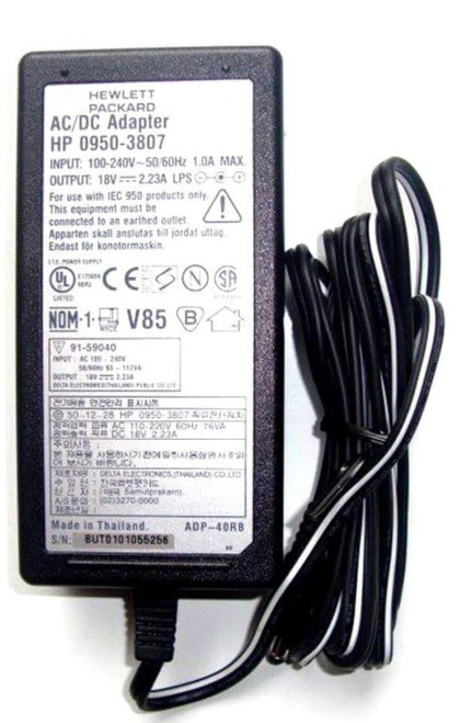 Hewlett-Packard (HP) 0950-3807 - 40W 18V 2.23A AC Adapter Includes Power Cable