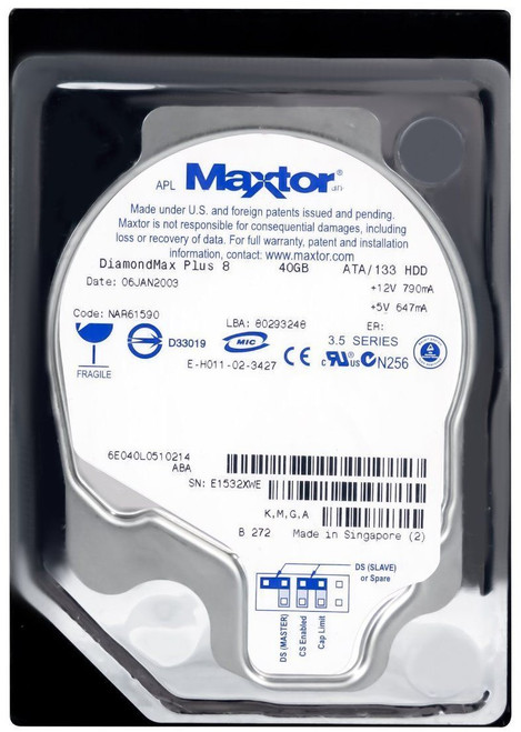 Maxtor 6E040L0 - 40GB 7.2K RPM IDE 3.5" Hard Disk Drive (HDD)