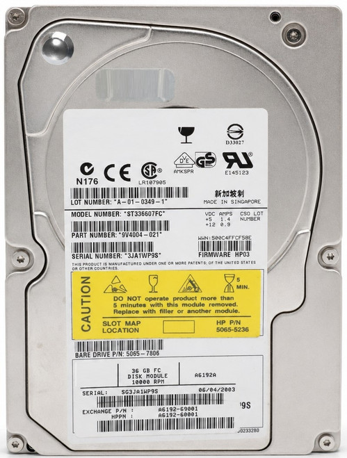 A6192AR - 36GB 10K RPM Fibre Channel 3.5" Hard Drive for VA7100 VA7110 VA7400 VA7410