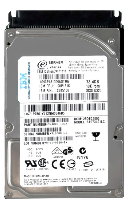 ST973401LC - 73.4GB 10K RPM 8MB Cache 80-Pin SCSI Savvio SCSI 2.5" Hard Disk Drive (HDD) ST973401LC - 73.4GB 10K RPM 8MB Cache 80-Pin SCSI Savvio SCSI 2.5" Hard Disk Drive (HDD)