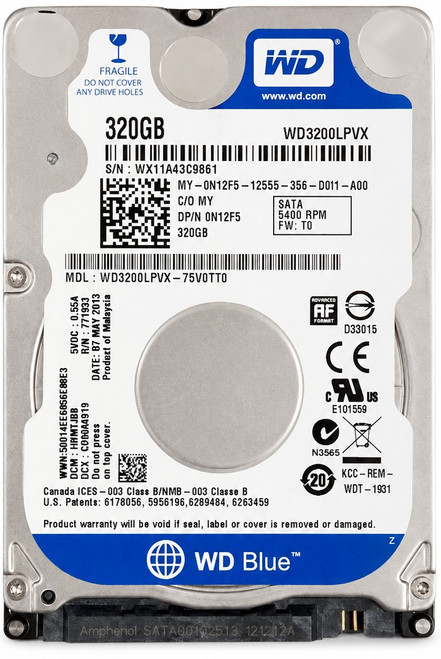 Western Digital WD3200LPVX-08V0TT5 - 320GB 5.4K RPM SATA 7mm 2.5" Hard Drive