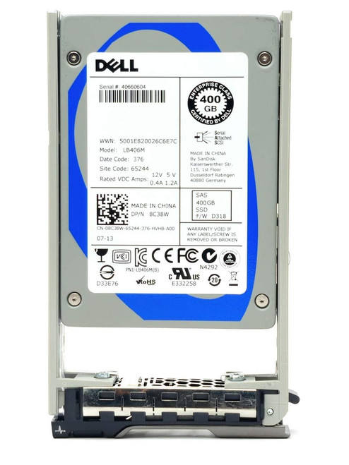 8C38W - 400GB 6G MLC Enterprise SAS 2.5" SFF Solid State Drive (SSD) Hard Disk Drive (HDD) 8C38W - 400GB 6G MLC Enterprise SAS 2.5" SFF Solid State Drive (SSD) Hard Disk Drive (HDD)