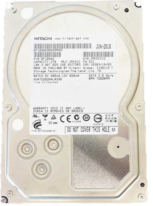 Hitachi 0F10944 - 2TB 7.2K RPM 32MB Cache SATA 3.5" Hard Drive Hitachi 0F10944 - 2TB 7.2K RPM 32MB Cache SATA 3.5" Hard Drive