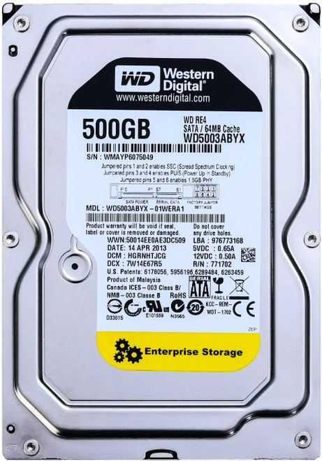 Western Digital WD5003ABYX-01WERA1 - 500GB 7.2K RPM SATA 3.5" Hard Drive