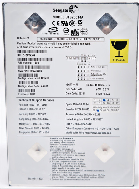 Seagate ST320430A - 20GB 5.4K IDE 3.5" Hard Disk Drive (HDD) Seagate ST320430A - 20GB 5.4K IDE 3.5" Hard Disk Drive (HDD)