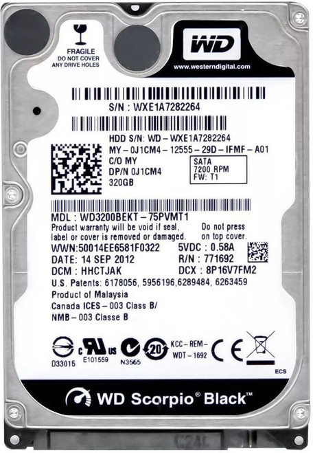 Western Digital WD3200BEKT-60F3T0 - 320GB 7.2K RPM SATA 2.5" Hard Drive