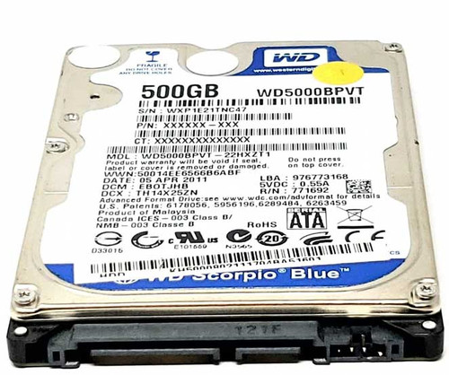 Western Digital WD5000BPVT-00KPFT0 - 500GB 5.4K RPM 8MB Cache SATA
