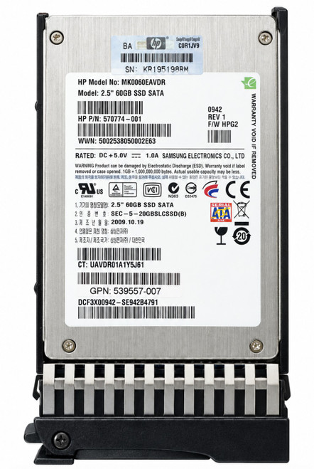 572252-001 - 60GB 3G SATA 2.5" SFF Hot-Plug Midline SSD