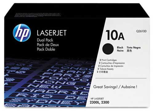 HP Q2610D - Black 6000 Yield # 10A Toner Cartridge Dual Pack HP Q2610D - Black 6000 Yield # 10A Toner Cartridge Dual Pack