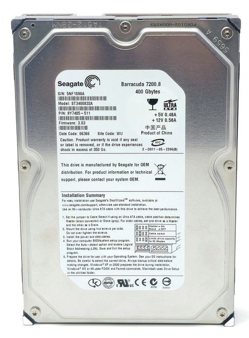 Samsung HD400LD - 400GB 7.2K RPM 8MB Cache IDE 3.5" Hard Drive