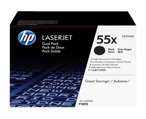 HP CE255XD - Black 12500 Yield # 55X Toner Cartridge Dual Pack