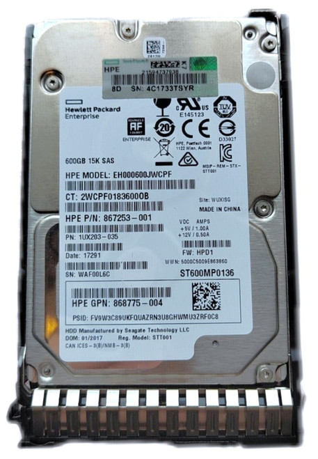 HP 871763-001 - 600GB Hard drive - SAS interface, 12Gb/sec