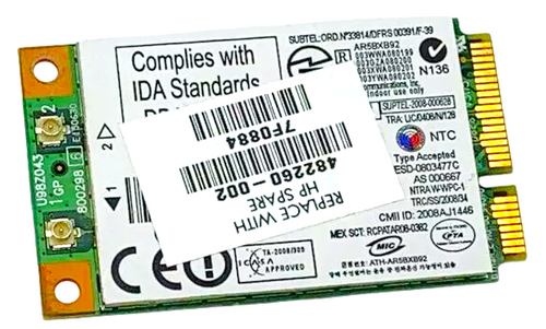 HP 482260-002 - Muscat AR5BXB92 5Ghz WiFi LAN 802.11 a-g-n Dual Band Mini PCI E Mini Card